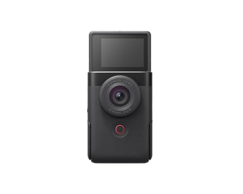 Canon PowerShot V10 Camera, Content Creator Compact Vlogging Camera, Fixed 19mm Wide-Angle Lens, 4K Video, Face Detection, Built-in Microphone, Live Streaming, Built-in Stand, Black