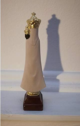 White Statue of Our Lady of Loreto - Hand Painted - Black Madonna and Christ - H 5,5 in