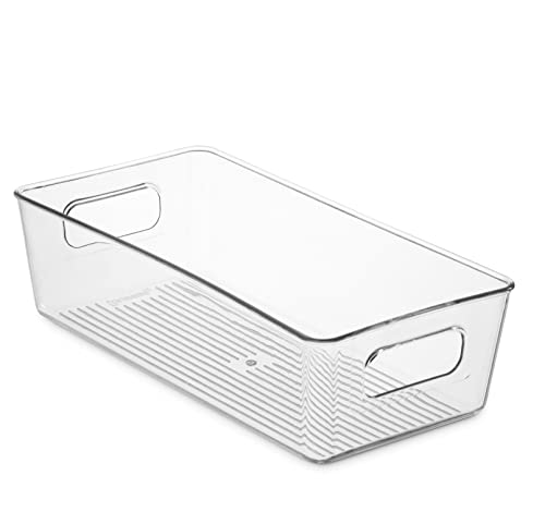 Set Of 8 Refrigerator Pantry Organizer Bins - Clear Food Storage Baskets for Kitchen, Countertops, Cabinets, Fridge, Freezer, Bedrooms, Bathrooms - Plastic Household Storage Containers