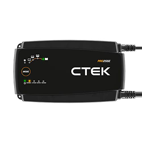 CTEK PRO25SE, Professional, 12V Battery Charger and Power Supply, Battery Tender Charger, Battery Maintainer, 12V Lithium Ion Battery Charger with Reconditioning Mode and Battery Desulfator