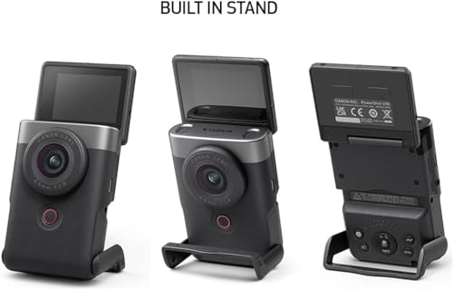 Canon PowerShot V10 Camera, Content Creator Compact Vlogging Camera, Fixed 19mm Wide-Angle Lens, 4K Video, Face Detection, Built-in Microphone, Live Streaming, Built-in Stand, Black