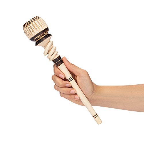 CHAMPS Artisanal Mexican Molinillo 12.5-Inch | Mexican Hot Chocolate Mixer | Molinillo de Chocolate de Madera | Wood Stirrer Whisk | Handmade Premium Mexican Wooden Whisk