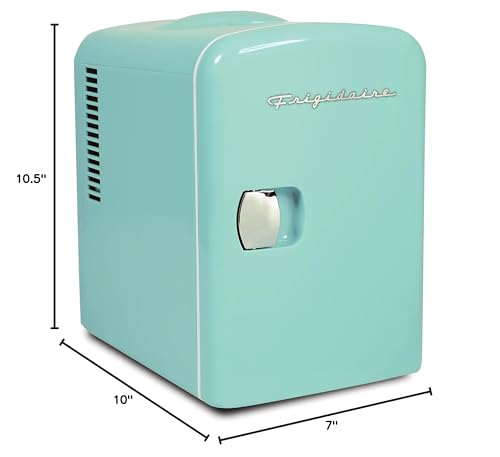 Frigidaire Mini Portable Compact Personal Fridge Cooler, 4 Liter Capacity Chills Six 12 oz Cans, 100% Freon-Free & Eco Friendly, Includes Plugs for Home Outlet & 12V Car Charger - Mint