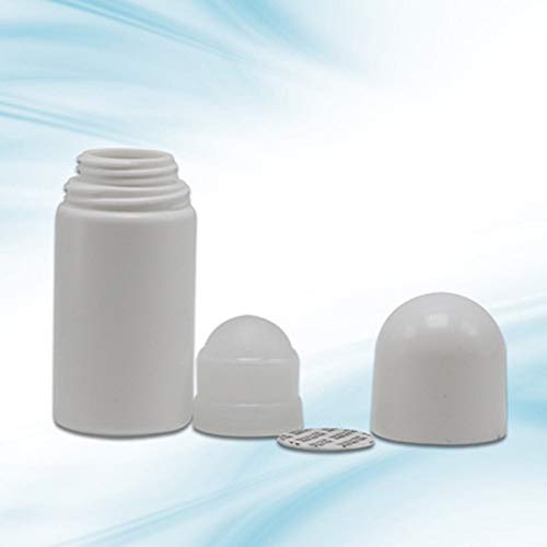 glasstore 4Pcs 50mL Empty Refillable Roll-on Bottle White Plastic Anti-perspirant Roller Bottles Leak-Proof DIY Deodorant Container with Roller Ball