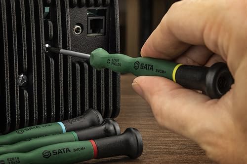 SATA 15-Piece Master Precision Screwdriver Set for Technicians or Jewelers, with Ergonomic Green Handles and aCarryingCase - ST09317SJ