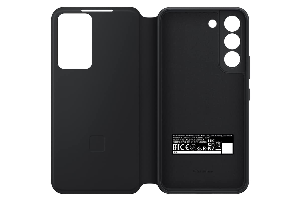 Samsung Galaxy S22 S-View Flip Cover, Protective Phone Case, Tap Control, Cutting Edge Design, US Version, Black, (EF-ZS901CBEGUS)