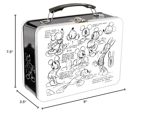 Vandor Disney Mickey Mouse Sketch Large Tin Tote, 9 x 3.5 x 7.5 Inches