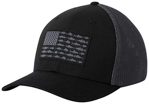 Columbia Unisex PFG Mesh Fish Flag Ball Cap, Black/Graphite, S/M