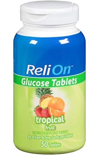 ReliOn Glucose Tablets Bundle of Fruit Punch, Tropical Fruit, Grape, Orange, and Raspberry
