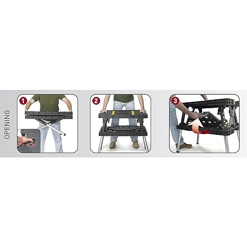 Keter Folding Worktable, Heavy-Duty, All-Weather Portable Workbench for DIY Home Improvements & Professional Worksites, 12" Clamps, 1,000 Lbs Capacity