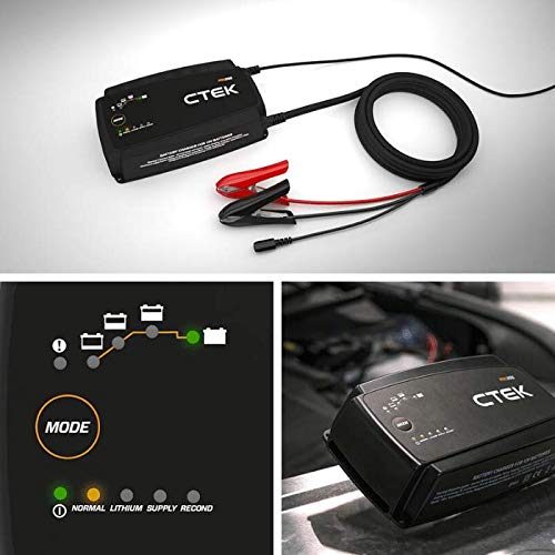 CTEK PRO25S, 12V Battery Charger and Power Supply, Battery Tender Charger, Battery Maintainer, 12V Lithium Ion Battery Charger for Car and Truck with Reconditioning Mode and Battery Desulfator