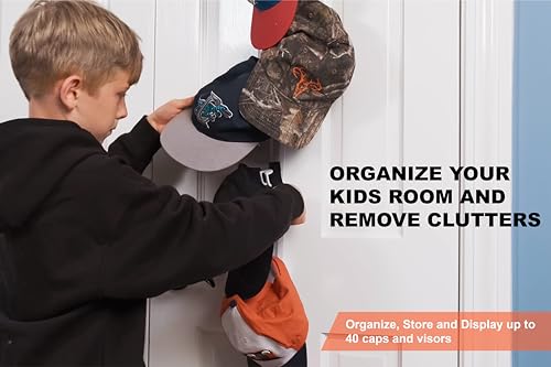 Perfect Curve Hat Organizer CapRack | Over-The-Door Hat Rack and Organizer | Baseball Cap Rack | Hat Rack for Door | Cap Organizer | 2 Straps | Holds up to 36 Adjustable Caps |Black
