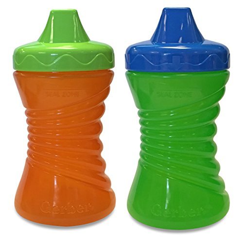 Gerber Graduates Fun Grips Hard Spout Spill Proof Sippy Cup (Colors may vary), 10-Ounce, 2 cups – BPA Free, Spill Proof Sippy Cup