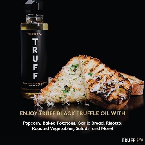 TRUFF Black Truffle Oil - Black Truffle Infused Olive Oil - Gourmet Dressing, Seasoning, Marinade, or Drizzle, Non-GMO, Gluten-Free, 5.6 fl.oz