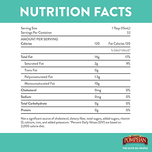 Pompeian Smooth Extra Virgin Olive Oil, First Cold Pressed, Mild and Delicate Flavor, Perfect for Sauteing and Stir-Frying, Naturally Gluten Free, Non-Allergenic, Non-GMO, 16 FL. OZ., Single Bottle