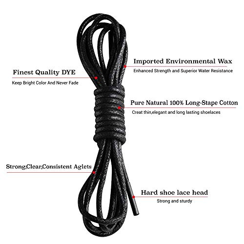 Smaior 9 Pairs Dress Shoe Laces, Colored Waxed Round Oxford Shoelaces for Dress Shoes Chukka 3/32Inch Thin