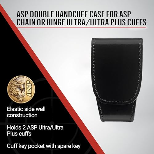 ASP, Inc. Double Handcuff Case Handcuffs, Police Gear for Duty Belt, Law Enforcement Gear, Tactical and Personal Defense Equipment, Security Guard Equipment, Handcuff Case for Duty Belt, Black Leather