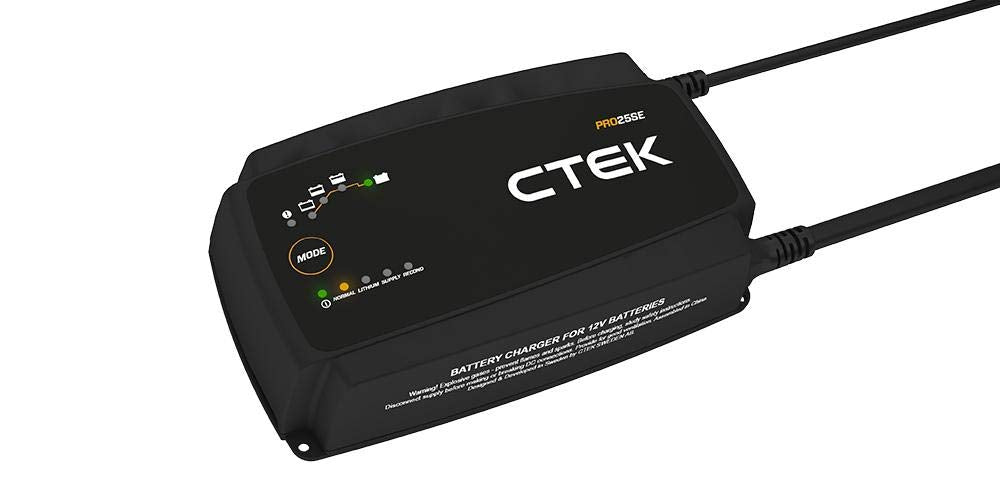 CTEK PRO25SE, Professional, 12V Battery Charger and Power Supply, Battery Tender Charger, Battery Maintainer, 12V Lithium Ion Battery Charger with Reconditioning Mode and Battery Desulfator