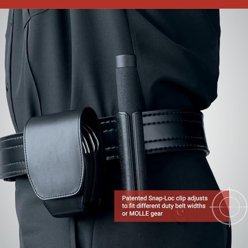 ASP, Inc. Double Handcuff Case Handcuffs, Police Gear for Duty Belt, Law Enforcement Gear, Tactical and Personal Defense Equipment, Security Guard Equipment, Handcuff Case for Duty Belt, Black Leather