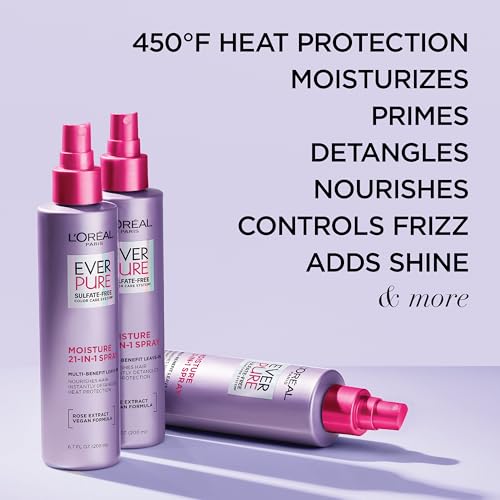 L’Oréal Paris Sulfate Free Moisture 21-in-1 Leave-In Conditioner for Dry Hair, EverPure, 6.8 fl oz (Packaging May Vary)