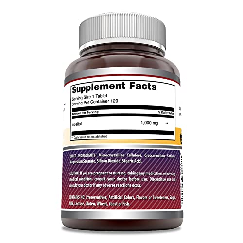 Amazing Formulas Inositol 1000mg 120 Tablets Supplement | Non GMO | Gluten Free | Made in USA