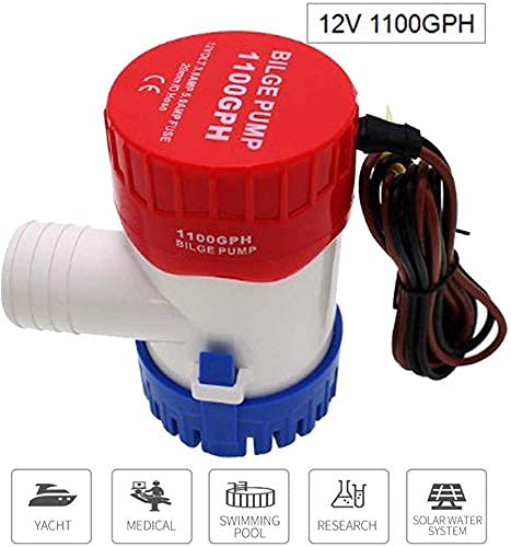 Submersible Boat Bilge Water Pump 12v 1100gph Non-Automatic Marine Electric Bilge Pump for Ponds, Pools, Spas Silent, Boat Caravan RV Submersible