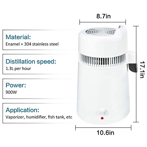 A.B Crew 1.5Gallon 6Liter 110V 900W Desktop Water Distiller Water Purifier Home Distilling Pure Water Machine with BPA-Free Container and US Plug