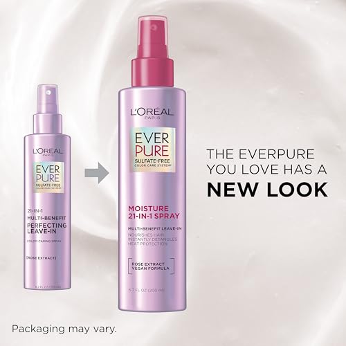 L’Oréal Paris Sulfate Free Moisture 21-in-1 Leave-In Conditioner for Dry Hair, EverPure, 6.8 fl oz (Packaging May Vary)