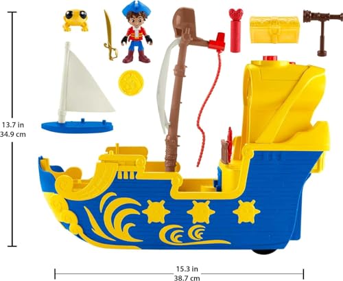 Fisher-Price Santiago of the Seas Toy Pirate Ship Lights & Sounds El Bravo Playset with Santiago Figure for Ages 3+ years