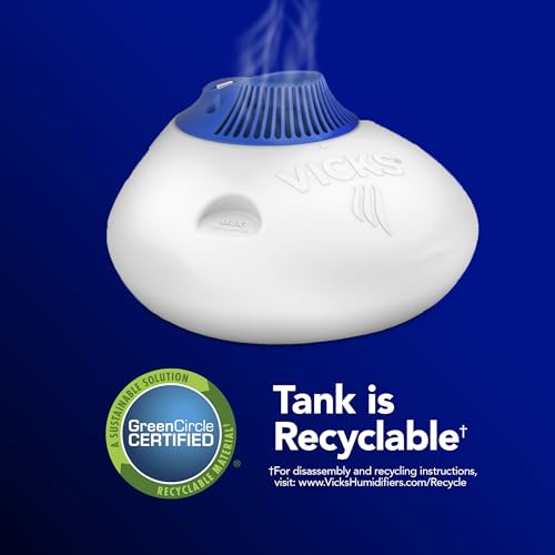 Vicks Warm Steam Vaporizer, Small to Medium Rooms, 1.5 Gallon Tank – Warm Mist Humidifier for Baby and Kids Rooms with Night Light, Works with Vicks VapoPads and VapoSteam