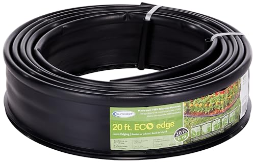Suncast 20 ft. Plastic Landscape Edging Roll for Garden, Flower Beds, and Lawn, Black, 5-inch