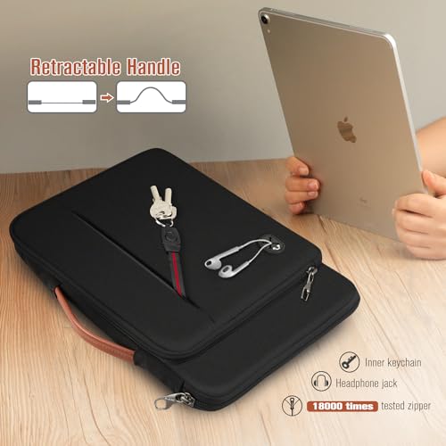 FINPAC 12.9-13 Inch Tablet Laptop Sleeve Case, Briefcase Shoulder Bag for MacBook Pro 14, MacBook Air 13.6, iPad Pro 13 (M4), iPad Air 13 (M2), MacBook Air 13, MacBook Pro 13 2016-2023, Black