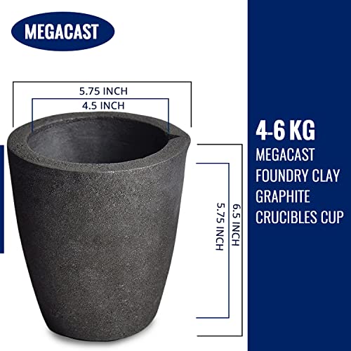 Crisol de Fundición de Grafito y Arcilla MegaCast #4 8KG para Horno, Soplete, Fundición y Refinación de Oro, Plata, Cobre, Latón y Aluminio