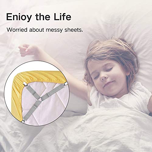 Bed Sheet Fasteners, 4 PCS Adjustable Triangle Elastic Suspenders Gripper Holder Straps Clip for Bed Sheets,Mattress Covers, Sofa Cushion