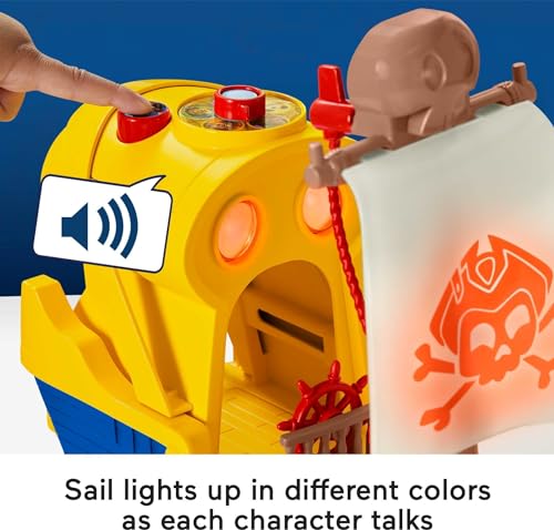 Fisher-Price Santiago of the Seas Toy Pirate Ship Lights & Sounds El Bravo Playset with Santiago Figure for Ages 3+ years