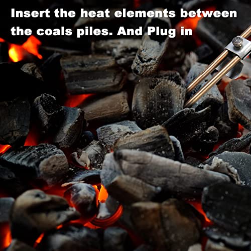 KITOSUN Electric Charcoal Starter 600W – Superior BBQ Grill Fireplace Coal Lighter Easy & Quick Ignite Briquettes |No Sparks or Flames | 304 Stainless Steel Coils Elements 5ft Long Cable (600W)