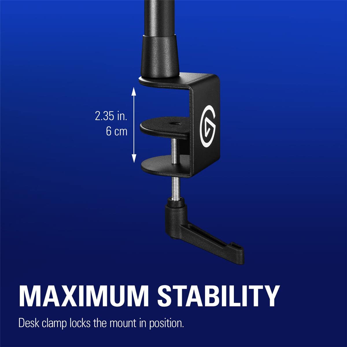 Elgato Master Mount L - Premium Desk Clamp with Pole extendable up to 125cm/49in and 1/4 inch Thread to Mount Lights,Cameras, and Microphones,perfect for Streaming, Videoconferencing and Studios,Black
