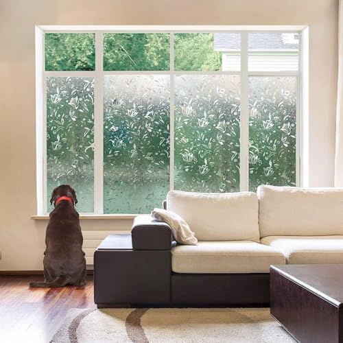 Niviy Etched Lace Window Film Static Window Cling Glass Door Decals Frosted Glass Window Clings for Privacy 17.7 by 78.7 Inches