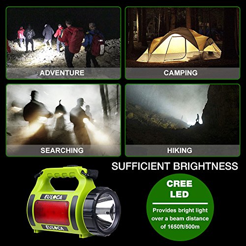 EULOCA Rechargeable LED Spotlight, Multi Function Camping Lantern, 5 Light Modes, Power Bank, IPX4, Lantern Flashlight for Hurricane Emergency, Outag, Hiking, Home and More, USB Cable Included