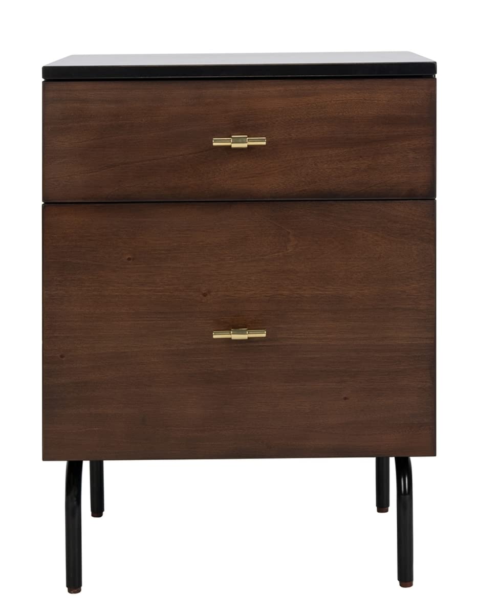 Safavieh Home Genevieve Modern Walnut and Black Mahogany 2-drawer Nightstand