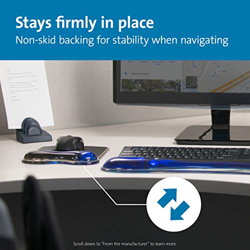 Kensington Duo Gel Mouse Pad with Wrist Rest, Ergonomic Mouse Pad with Wrist Support for Pain Relief, Comfortable Non-Skid Gel Mouse Pad for Computer, Laptop, Office & Home 9.6" x 7.6", Blue K62401AM
