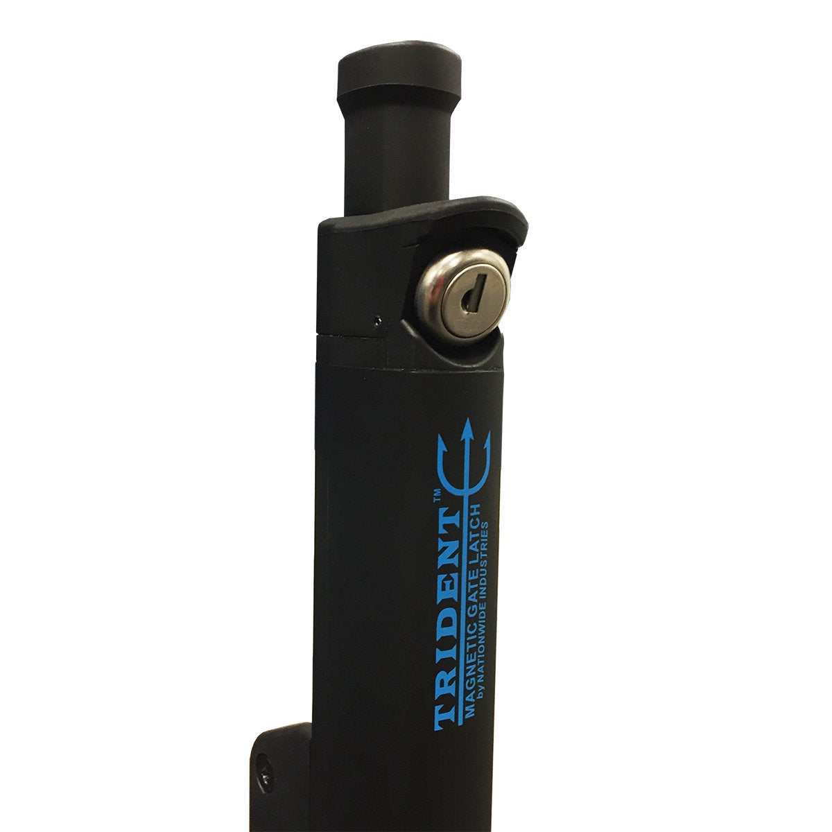 Trident 10 Inch Tall Black Magnetic Pool Child Safety Gate Latch | Keyed Alike | TRIDENT-10-BK-KA
