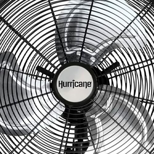 Hurricane 16 Inch Pro High Velocity Corded Electric Classic Oscillating Wall Mount Fan with 3 Speed Settings for Air Circulation, Black