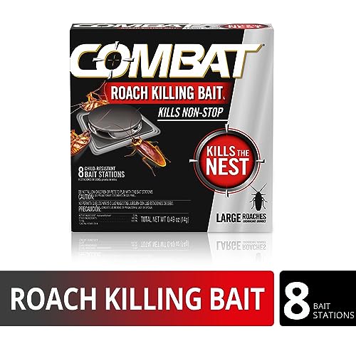 Combat Roach Killing Bait, Roach Bait Station For Large Roaches, Kills The Nest, Child-Resistant, 8 Count,Insects