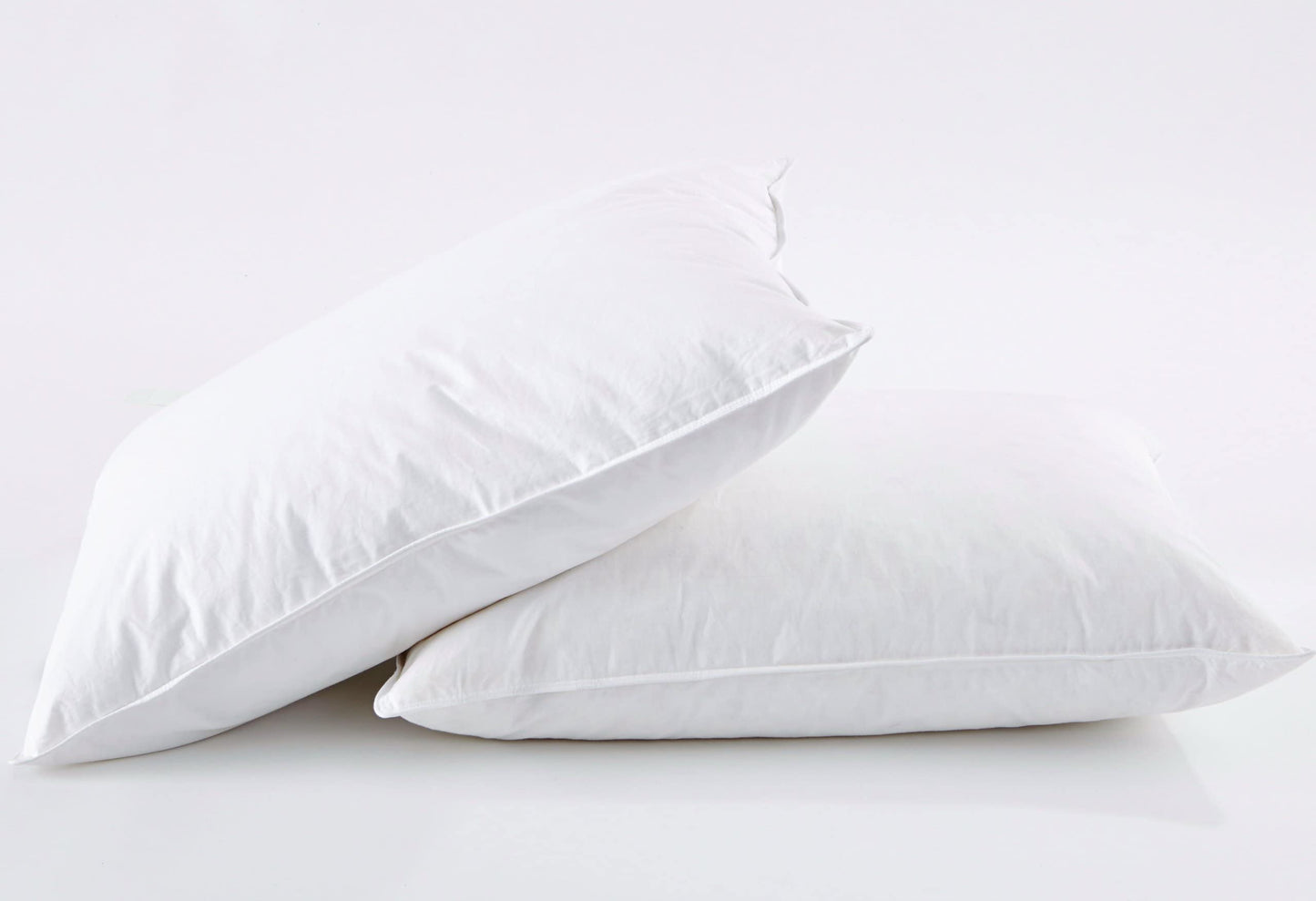 puredown Natural White Goose Feather Down Pillow Egyptian Cotton Cover 500 Fill Power King Size Set of 2