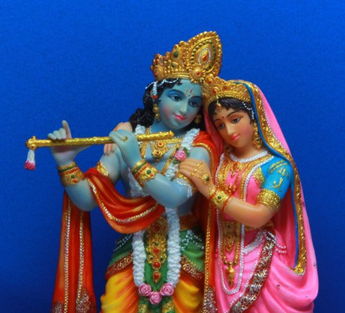 Pacific Giftware PTC 8 Inch Krishna and Radha Mythological Indian Statue Figurine