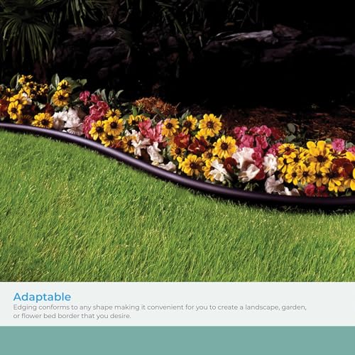 Suncast 20 ft. Plastic Landscape Edging Roll for Garden, Flower Beds, and Lawn, Black, 5-inch