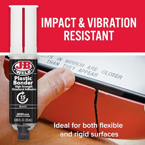 J-B Weld 50139 Plastic Bonder Body Panel Adhesive and Gap Filler Syringe - Black - 25 ml