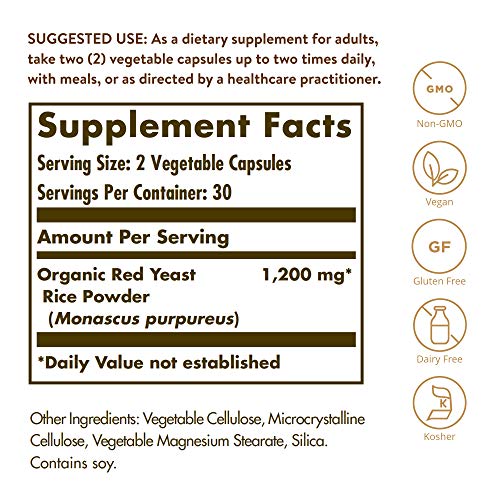 Solgar – Red Yeast Rice, 60 Vegetable Capsules