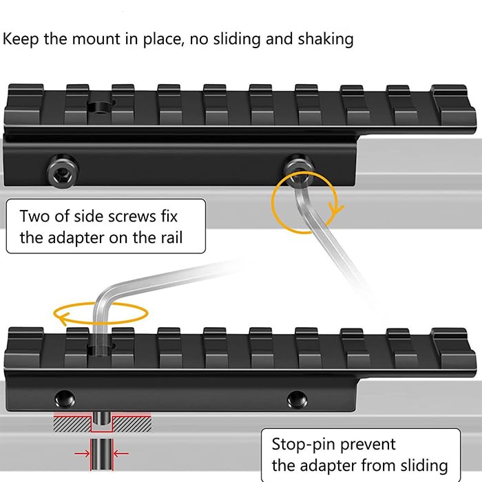 Tacgle 3/8" 11mm Dovetail to 7/8" 20mm Converter Picatinny Rail Adapter, Low Profile Scope Mount Conversion Adapter Base Riser Mount